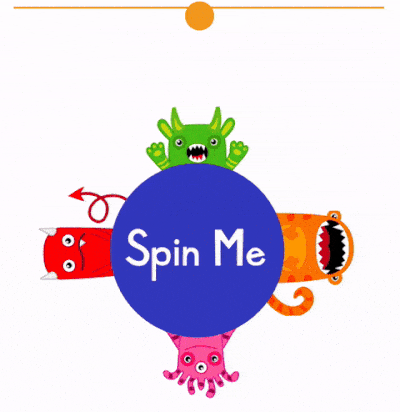 humorous spinner with 4 monsters stopping on one who cheers